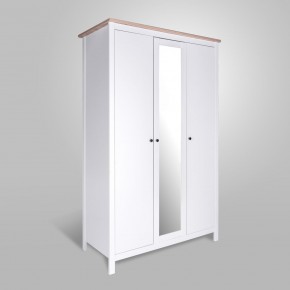 2.08.01.040.14 САГА шкаф 3 двери с зеркалом белый/ясень в Уфе - ufa.ok-mebel.com | фото