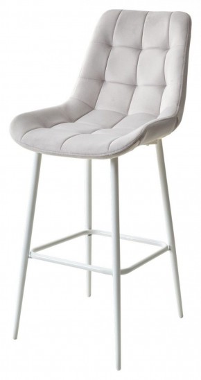 Барный стул ХОФМАН, цвет H-09 Светло-серый, велюр / белый каркас М-City в Уфе - ufa.ok-mebel.com | фото 1