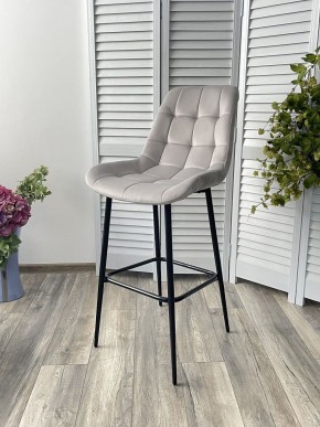 Барный стул ХОФМАН, цвет H-09 Светло-серый, велюр / черный каркас М-City в Уфе - ufa.ok-mebel.com | фото 2