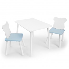 Детский комплект стол и два стула «Мишка» Rolti Baby (белый/голубой, массив березы/мдф) в Уфе - ufa.ok-mebel.com | фото
