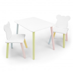 Детский комплект стол и два стула «Мишка» Rolti Baby (белый/цветной, массив березы/мдф) в Уфе - ufa.ok-mebel.com | фото