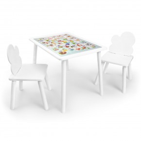 Детский комплект стол и два стула Облачко Rolti Baby с накладкой Алфавит (белая столешница/белое сиденье/белые ножки) в Уфе - ufa.ok-mebel.com | фото