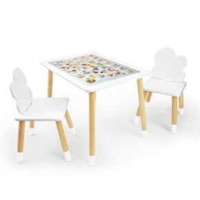 Детский комплект стол и два стула Облачко Rolti Baby с накладкой Алфавит (белая столешница/белое сиденье/береза ножки) в Уфе - ufa.ok-mebel.com | фото 1
