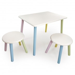 Детский комплект стол и два табурета круглых  (Белый, Белый, Цветной) в Уфе - ufa.ok-mebel.com | фото 1