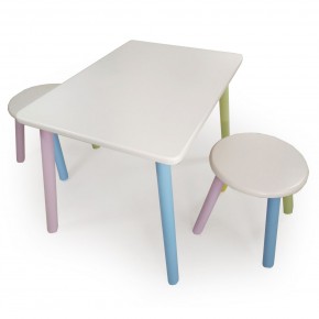 Детский комплект стол и два табурета круглых с накладкой Алфавит (Белый, Белый, Цветной) в Уфе - ufa.ok-mebel.com | фото 3