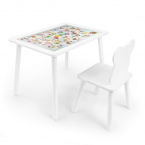 Детский комплект стол и стул Мишка Rolti Baby с накладкой Алфавит (белая столешница/белое сиденье/белые ножки) в Уфе - ufa.ok-mebel.com | фото 1