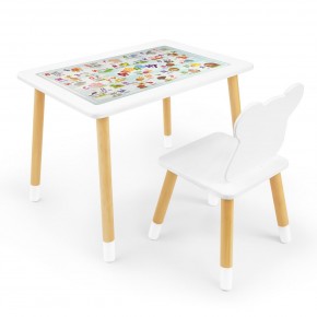 Детский комплект стол и стул Мишка Rolti Baby с накладкой Алфавит (белая столешница/белое сиденье/береза ножки) в Уфе - ufa.ok-mebel.com | фото