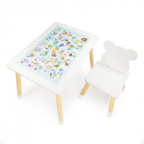 Детский комплект стол и стул Мишка Rolti Baby с накладкой Алфавит (белая столешница/белое сиденье/береза ножки) в Уфе - ufa.ok-mebel.com | фото 2