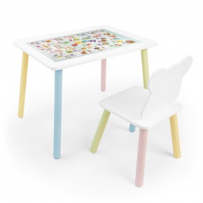 Детский комплект стол и стул Мишка Rolti Baby с накладкой Алфавит (белая столешница/белое сиденье/цветные ножки) в Уфе - ufa.ok-mebel.com | фото 1
