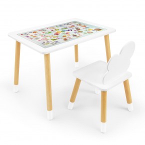 Детский комплект стол и стул Облачко Rolti Baby с накладкой Алфавит (белая столешница/белое сиденье/береза ножки) в Уфе - ufa.ok-mebel.com | фото