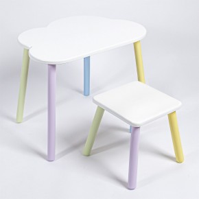 Детский комплект стол ОБЛАЧКО  и табурет Rolti Baby (белая столешница/белое сиденье/цветные ножки) в Уфе - ufa.ok-mebel.com | фото