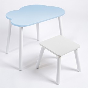 Детский комплект стол ОБЛАЧКО  и табурет Rolti Baby (голубая столешница/белое сиденье/белые ножки) в Уфе - ufa.ok-mebel.com | фото