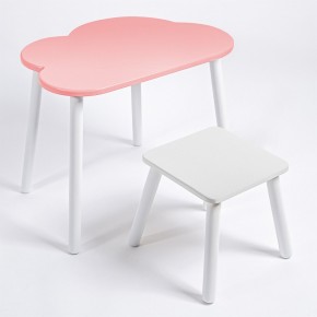 Детский комплект стол ОБЛАЧКО  и табурет Rolti Baby (розовая столешница/белое сиденье/белые ножки) в Уфе - ufa.ok-mebel.com | фото 1