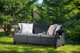 Диван пластиковый Корфу Макс (Corfu love seat max) графит в Уфе - ufa.ok-mebel.com | фото 2