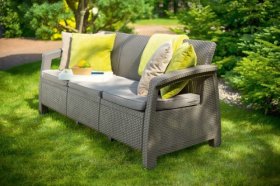 Диван пластиковый Корфу Макс (Corfu love seat max) капучино - песок в Уфе - ufa.ok-mebel.com | фото 4