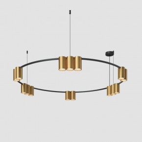 DK4067-BK+SG Подвесной светильник ORBIT, IP20, 15xGU10 LED, до 15 Вт, черный + сатинированное золото, алюминий в Уфе - ufa.ok-mebel.com | фото