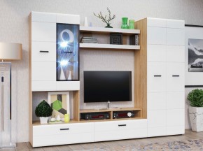 Гостиная Нэнси NEW Вариант №4 ЛДСП (Белый глянец/Сонома) в Уфе - ufa.ok-mebel.com | фото