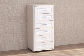 Кэт-4 Комод 6 ящ (МДФ Бодега белая/Экокожа Caiman белый) в Уфе - ufa.ok-mebel.com | фото