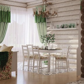 Комлект Вествик обеденный стол и четыре стула, массив сосны, цвет белый в Уфе - ufa.ok-mebel.com | фото 1