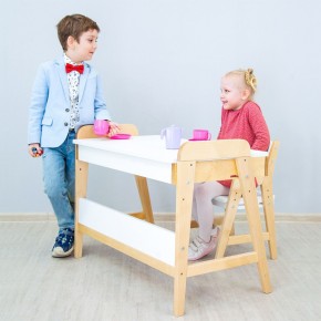 Комплект детской мебели уголок школьника 38 попугаев ( стол и стул «Kids»  комбо-белый, полки Домик белый, аква, мокко) растущий для роста 100-130 см, 3-10 лет в Уфе - ufa.ok-mebel.com | фото