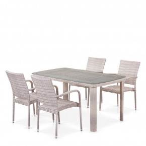 Комплект плетеной мебели T256C/Y376C-W85 Latte (4+1) + подушки на стульях в Уфе - ufa.ok-mebel.com | фото
