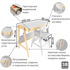 Комплект растущий стол и стул 38 попугаев «Вуди» (Белый, Без покрытия) в Уфе - ufa.ok-mebel.com | фото