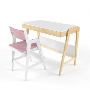 Комплект растущий стол и стул с чехлом 38 попугаев «Вуди» (Белый, Белый, Розовый) в Уфе - ufa.ok-mebel.com | фото