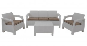 Комплект уличной мебели Yalta Premium Terrace Triple Set (Ялта) белый (+подушки под спину) в Уфе - ufa.ok-mebel.com | фото