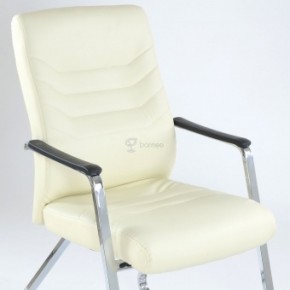 Кресло Barneo K-25 для посетителей и переговорных (хром, бежевая экокожа) в Уфе - ufa.ok-mebel.com | фото 4