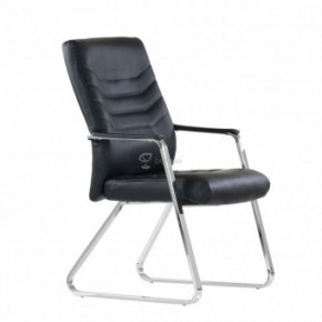Кресло Barneo K-25 для посетителей и переговорных (хром, черная экокожа) в Уфе - ufa.ok-mebel.com | фото 1