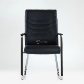 Кресло Barneo K-25 для посетителей и переговорных (хром, черная экокожа) в Уфе - ufa.ok-mebel.com | фото 2