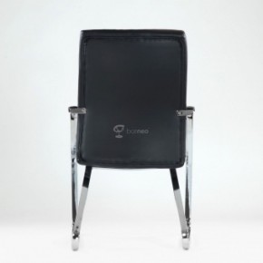 Кресло Barneo K-25 для посетителей и переговорных (хром, черная экокожа) в Уфе - ufa.ok-mebel.com | фото 3