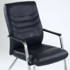 Кресло Barneo K-25 для посетителей и переговорных (хром, черная экокожа) в Уфе - ufa.ok-mebel.com | фото 4
