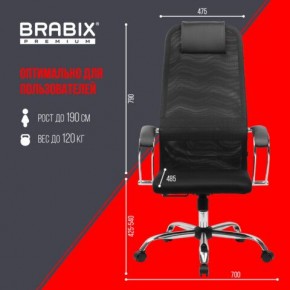Кресло BRABIX PREMIUM "Ultimate EX-800" хром, плотная двойная сетка Х2, черное, 532911 в Уфе - ufa.ok-mebel.com | фото 6