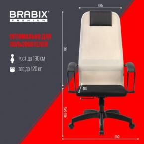 Кресло BRABIX PREMIUM "Ultimate EX-800" пластик, плотная двойная сетка Х2, черное/бежевое, 532916 в Уфе - ufa.ok-mebel.com | фото 6