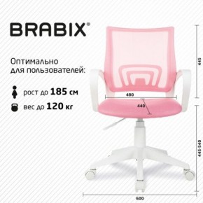 Кресло BRABIX "Fly MG-396W", с подлокотниками, пластик белый, сетка, розовое, 533008 в Уфе - ufa.ok-mebel.com | фото 5