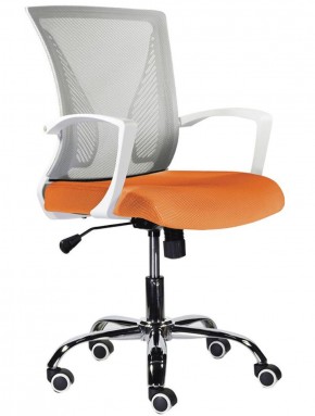 Кресло BRABIX "Wings MG-306", пластик белый, хром, сетка, серое/оранжевое, 532011 в Уфе - ufa.ok-mebel.com | фото 1