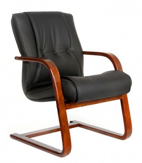 Кресло для посетителя CHAIRMAN  653 V (Кожа) Черное в Уфе - ufa.ok-mebel.com | фото