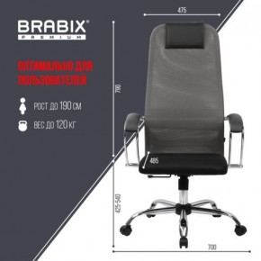 Кресло офисное BRABIX PREMIUM "Ultimate EX-800" хром, плотная двойная сетка Х2, черное/серое, 532912 в Уфе - ufa.ok-mebel.com | фото 3