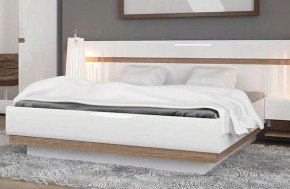 Кровать 140/TYP 91-01 с подъемником, LINATE ,цвет белый/сонома трюфель в Уфе - ufa.ok-mebel.com | фото 1