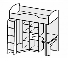 Кровать-чердак Бриз-1 УНИ (Камень тёмный/Бетон светлый) в Уфе - ufa.ok-mebel.com | фото 2