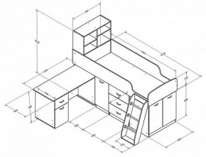 Кровать-чердак "Дюймовочка-1" Дуб молочный/розовый в Уфе - ufa.ok-mebel.com | фото 2
