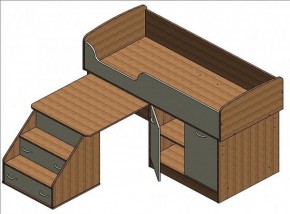 Кровать-чердак "Дюймовочка-2" Дуб молочный/розовый в Уфе - ufa.ok-mebel.com | фото 2