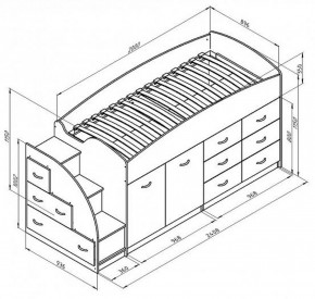 Кровать-чердак "Дюймовочка-4"  Дуб молочный/Розовый в Уфе - ufa.ok-mebel.com | фото 3