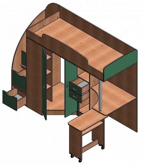 Кровать-чердак "Теремок-1 Гранд"  Дуб молочный/Венге в Уфе - ufa.ok-mebel.com | фото 3