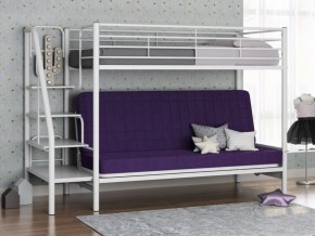 Кровать двухъярусная с диваном "Мадлен-3" (Белый/Фиолетовы) в Уфе - ufa.ok-mebel.com | фото 1
