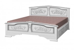 ЕЛЕНА Кровать из массива 1600 (Белый жемчуг) с 2-мя ящиками в Уфе - ufa.ok-mebel.com | фото