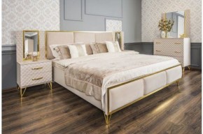 Кровать Lara 1800 с мягким изголовьем + основание (бежевый глянец) в Уфе - ufa.ok-mebel.com | фото 3