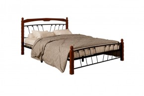 Кровать "Муза 1" КМД10 Черная (1600*2000) (ножки-махагон) с коваными изделиями в Уфе - ufa.ok-mebel.com | фото