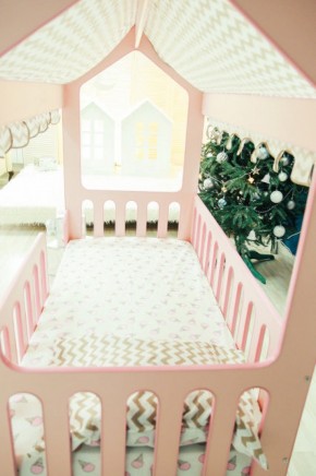 Кровать-домик без ящика 800*1600 (Розовый) в Уфе - ufa.ok-mebel.com | фото 3